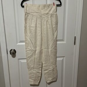 Banjara Cream Crossover Linen Blend Joggers